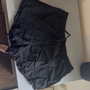 Black Lace Trim Women's Shorts